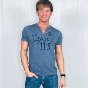 Express Men, Graphic Tee, Blue, Size Small